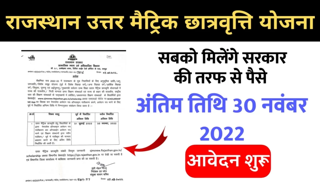 Rajasthan Uttar Matric Scholarship 2022